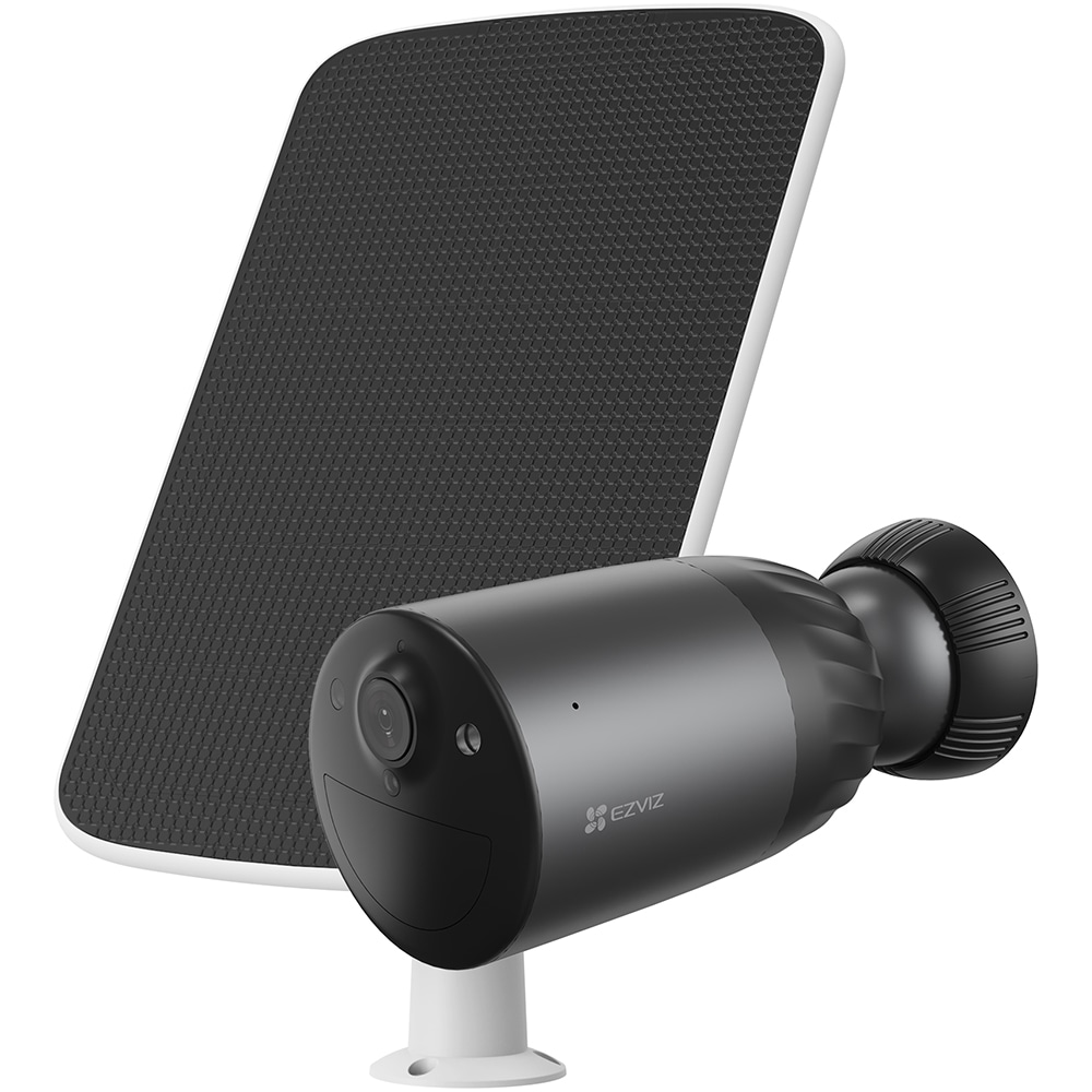 Kit Camera IP Wireless EZVIZ BC1C, 4K, IR 30M, Motion Detection, panou solar Type-C, baterie 10400 mAh, alb