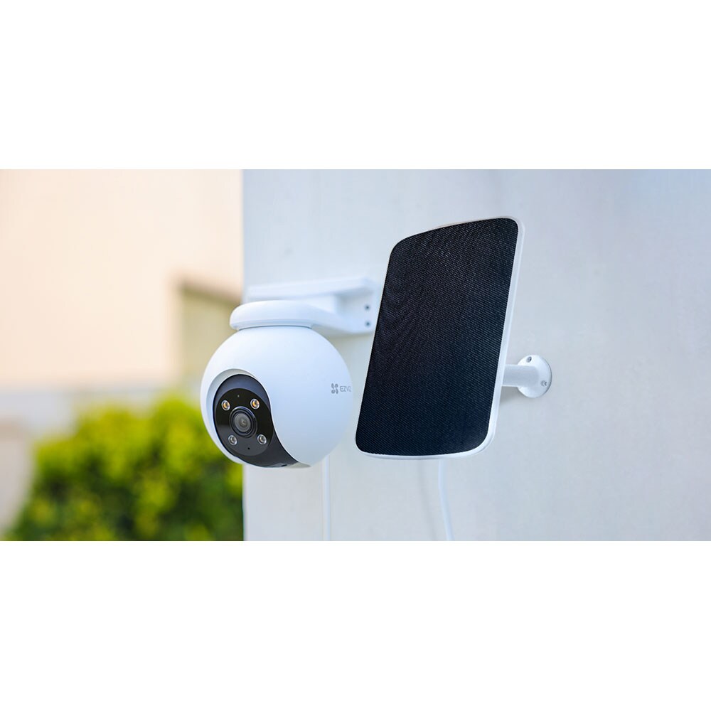 Kit Camera IP Wireless EZVIZ HB8, 1296p, IR, Night Vision, Panou solar, Motion Detection, acumulator 10400 mAh, alb