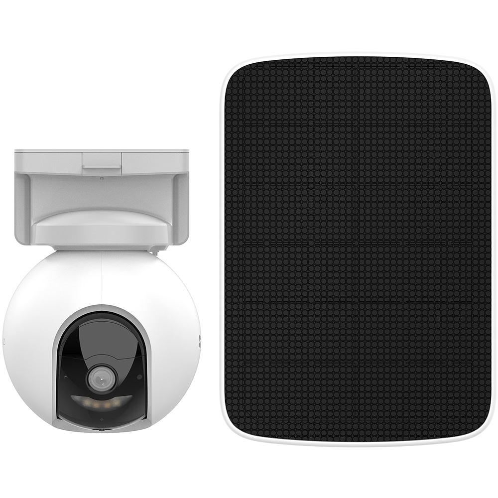 Kit Camera IP Wireless EZVIZ HB8, 1296p, IR, Night Vision, Panou solar, Motion Detection, acumulator 10400 mAh, alb