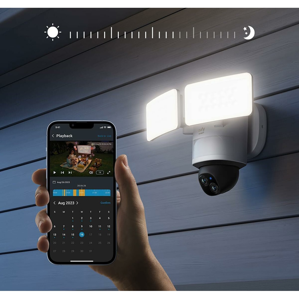 Camera IP Wireless exterior eufyCam Edge 2 FloodLight E340, 3K, IR, Night Vision, alb