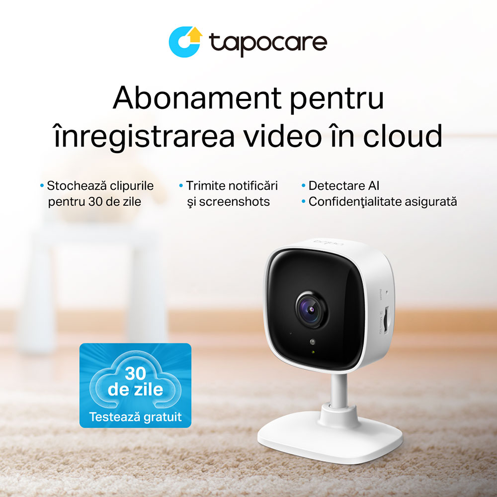 Camera IP Wireless interior TP-LINK Tapo TC60, 2MP, Full HD 1080p, IR, Night Vision, alb