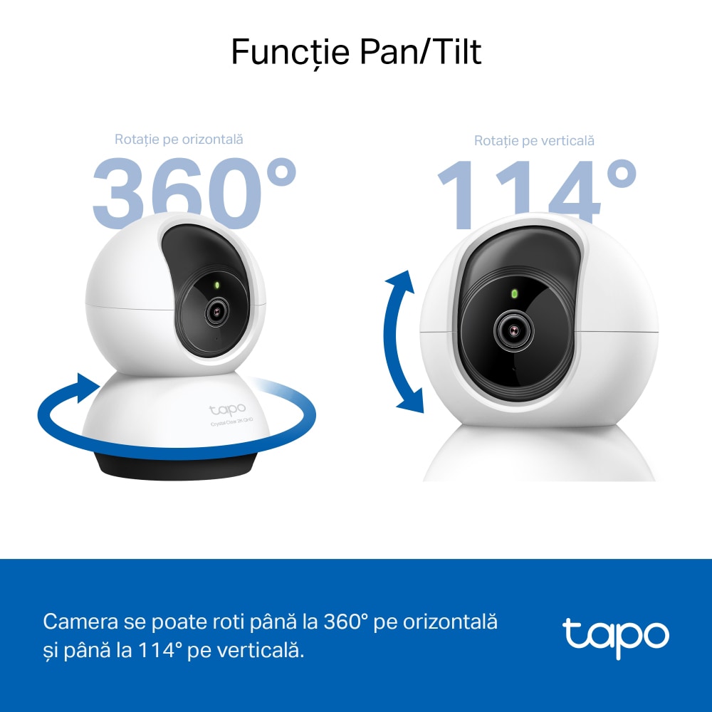 Camera IP Wireless interior TP-LINK Tapo C220, 4MP, 2K 1440p, IR, Night Vision, Alb