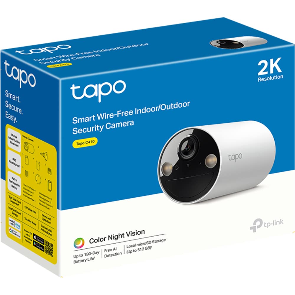 Camera IP Wireless exterior TP-LINK Tapo C410, 3MP, 1296p, IR, Night Vision, alb