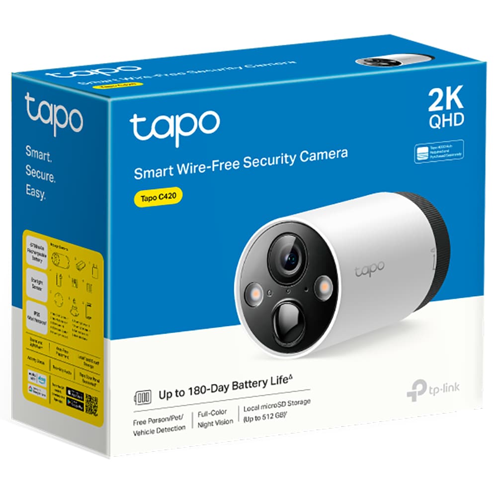 Camera IP Wireless TP-LINK Tapo C420, 2K QHD, 4MP, IR, Night Vision, alb