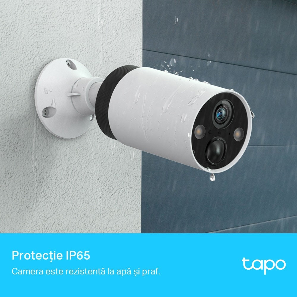Kit de supraveghere video TP-LINK Tapo C420S2, 2K QHD, IR, NightVision, 2 camere IP Wi-Fi cu acumulatori, alb