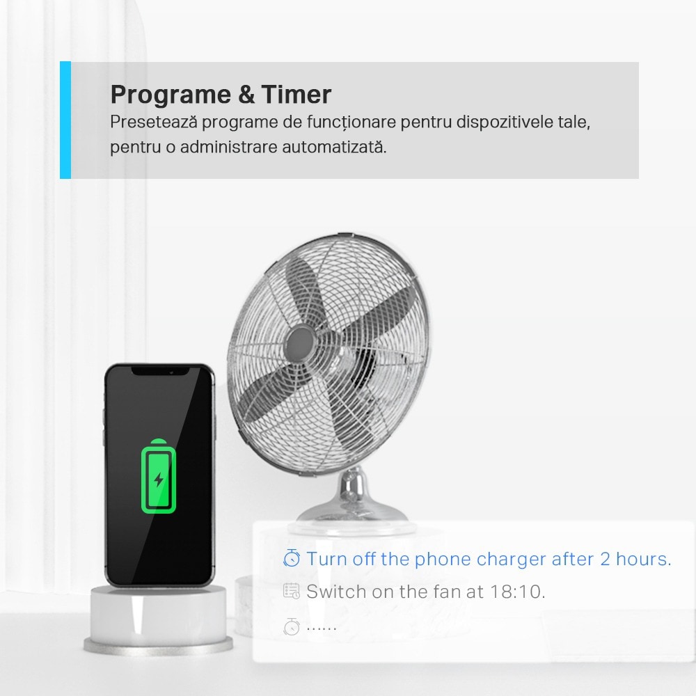 Prelungitor smart cu protectie TP-LINK Tapo P300, 3 prize, 2 x USB-A, 1 x USB-C, alb