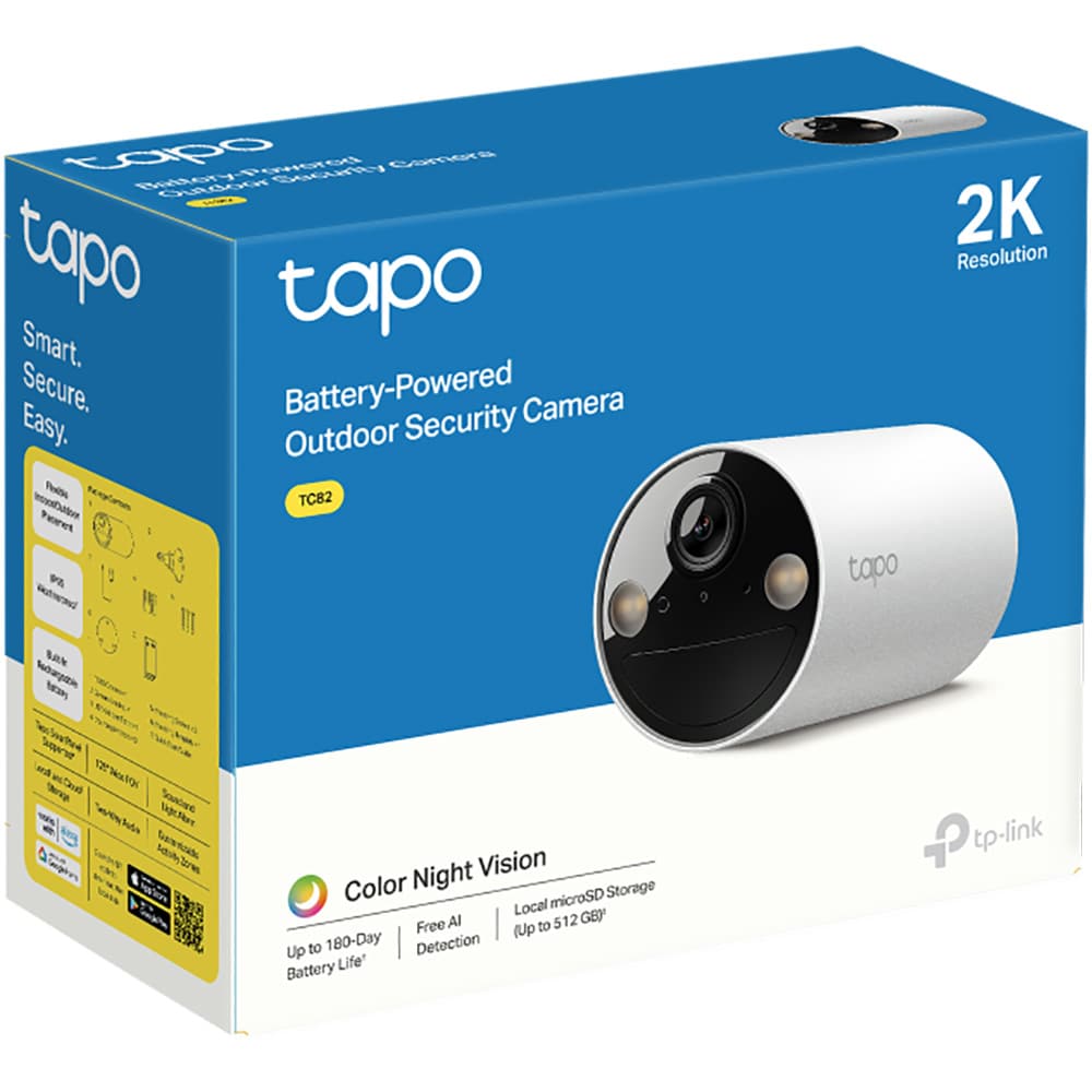 Camera IP Wireless exterior TP-LINK Tapo TC82, 3MP, 1296 p, IP65, IR, Night Vision, alb