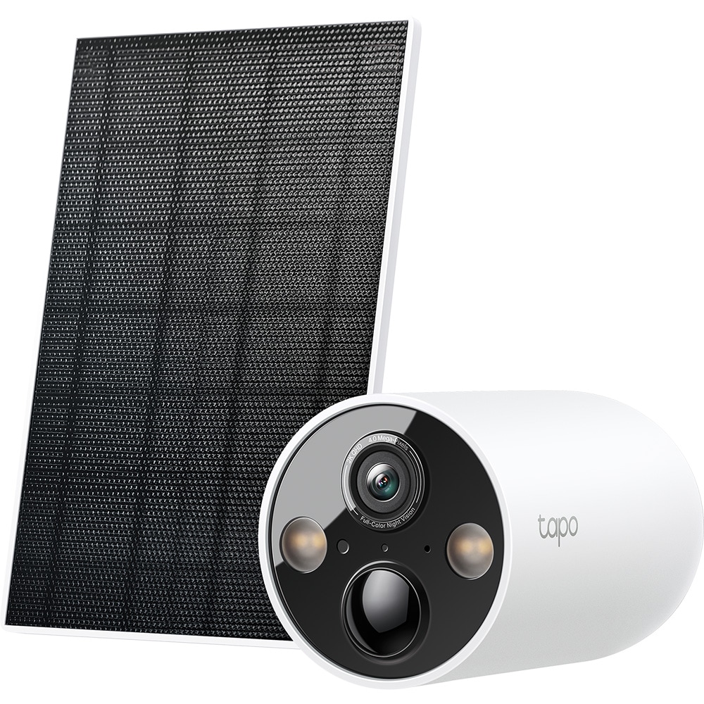 Kit camera IP Wireless exterior TP-LINK Tapo TC85, 4MP, 1440 p, IP65, IR, Night Vision, alb