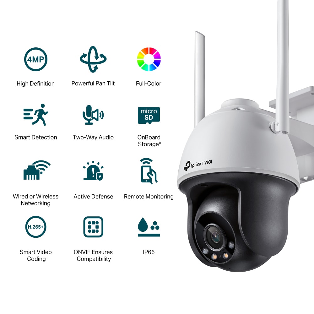 Camera IP Wireless PTZ TP-LINK VIGI C540-W, 2K 1440px, IP66, IR, Night Vision, Alb