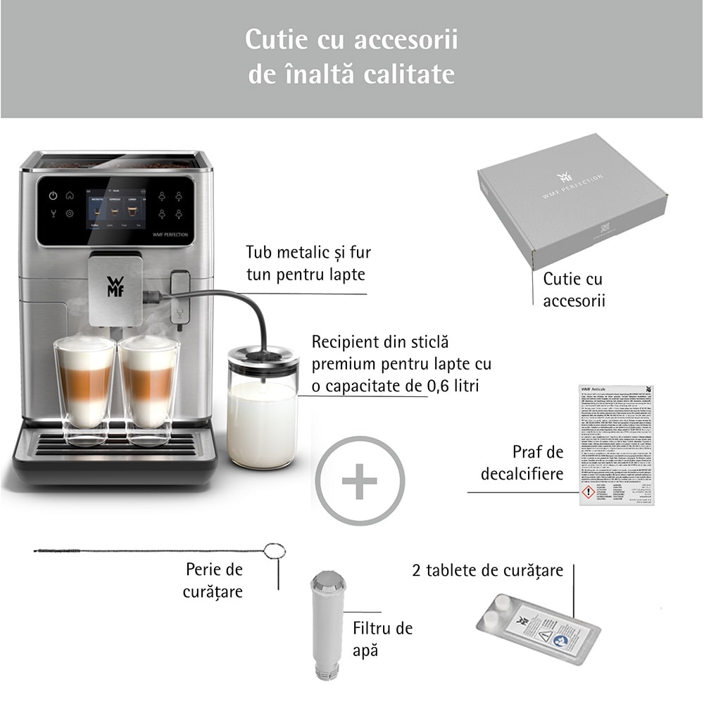 Espressor automat WMF Perfection 660 CP813D10, 3l, 1550W, 15 bar, argintiu-negru