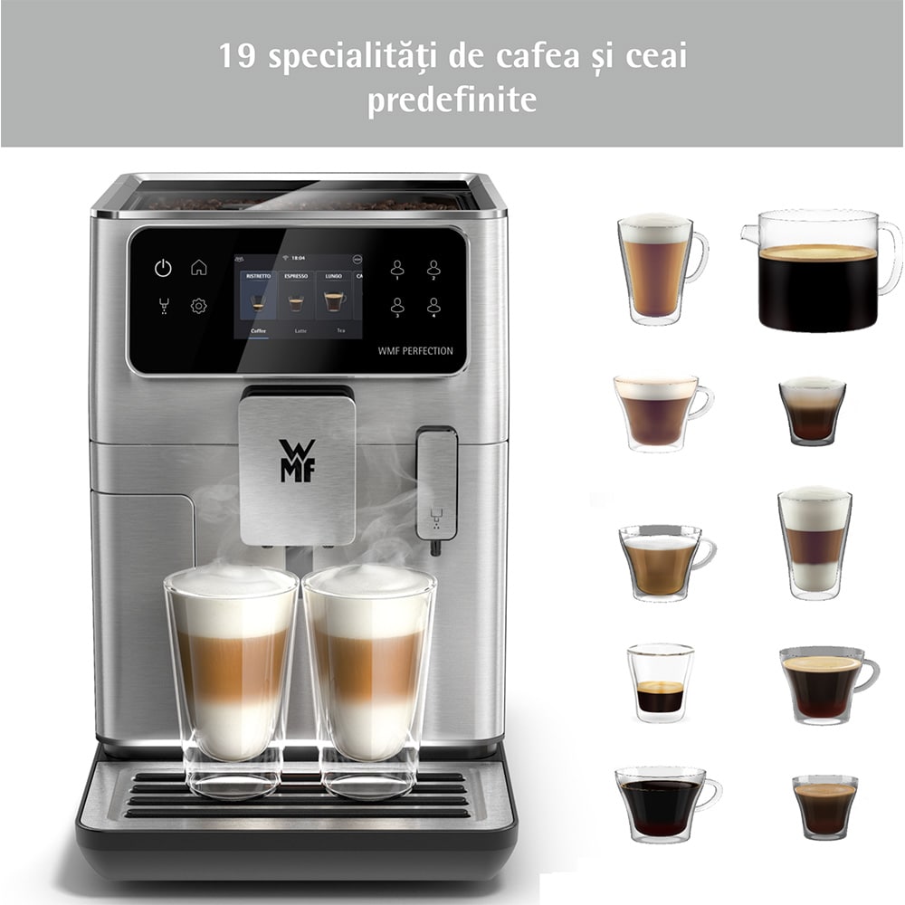 Espressor automat WMF Perfection 660 CP813D10, 3l, 1550W, 15 bar, argintiu-negru