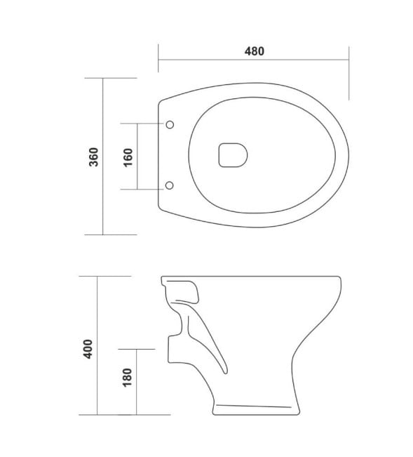 Vas WC, rotund, alb, portelan, 48 x 36 x 40 cm