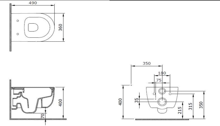 Set WC si rezervor, suspendat, clapeta dubla, oval, alb, 3/6 L, Supreme