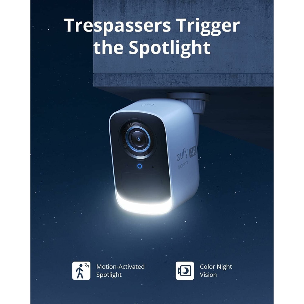 Camera IP Wireless exterior eufyCam 3C, 4K UltraHD, IR, Night Vision, alb