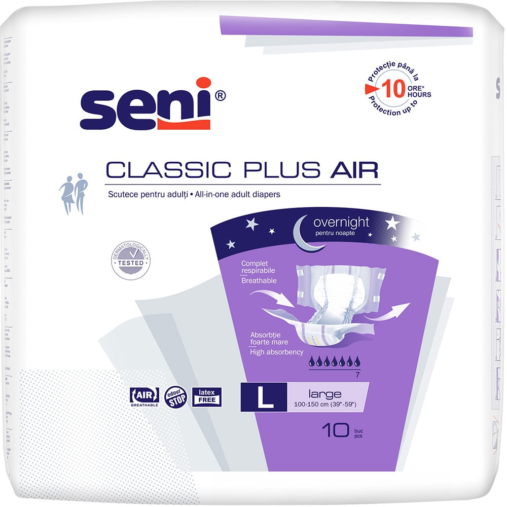 Scutece pentru adulti SENI Classic Plus Air, L, 10 buc