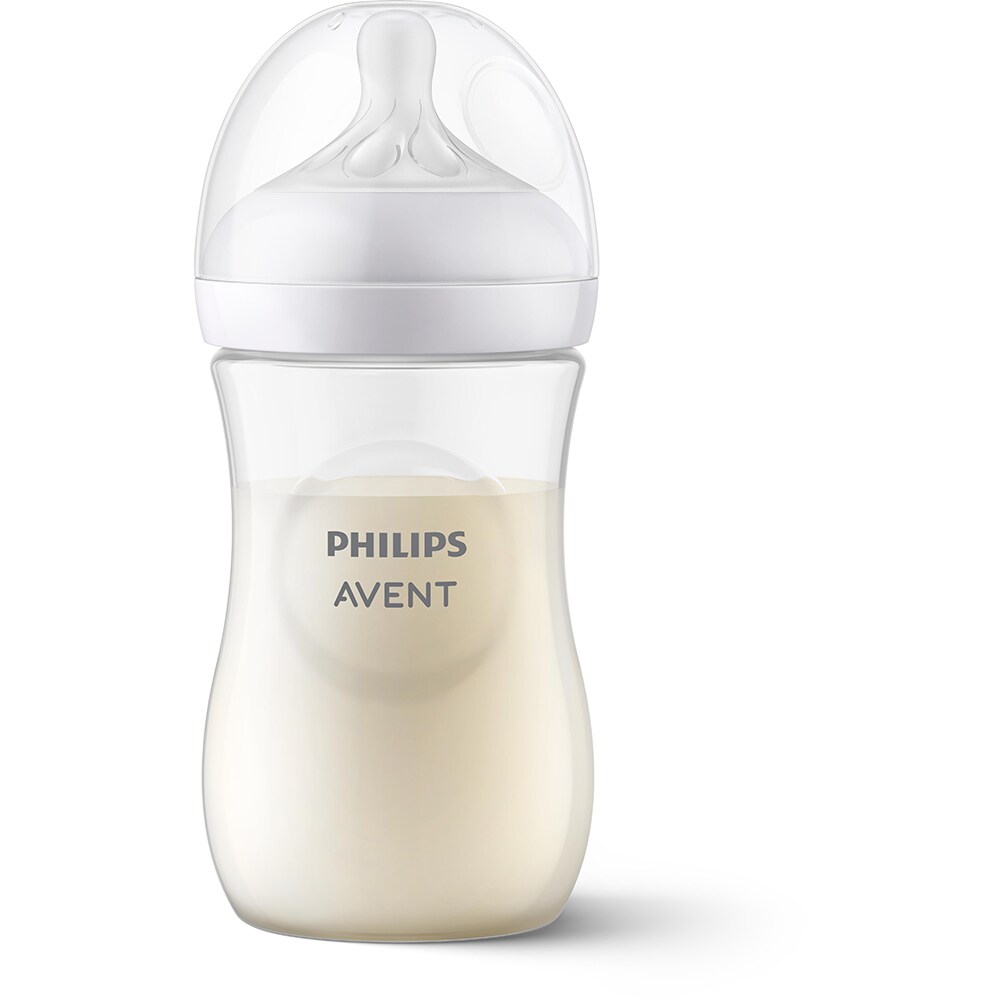 Set 4 biberoane PHILIPS AVENT Natural Response SCY903/04, flux mediu, 3 luni+, 260ml, alb-transparent