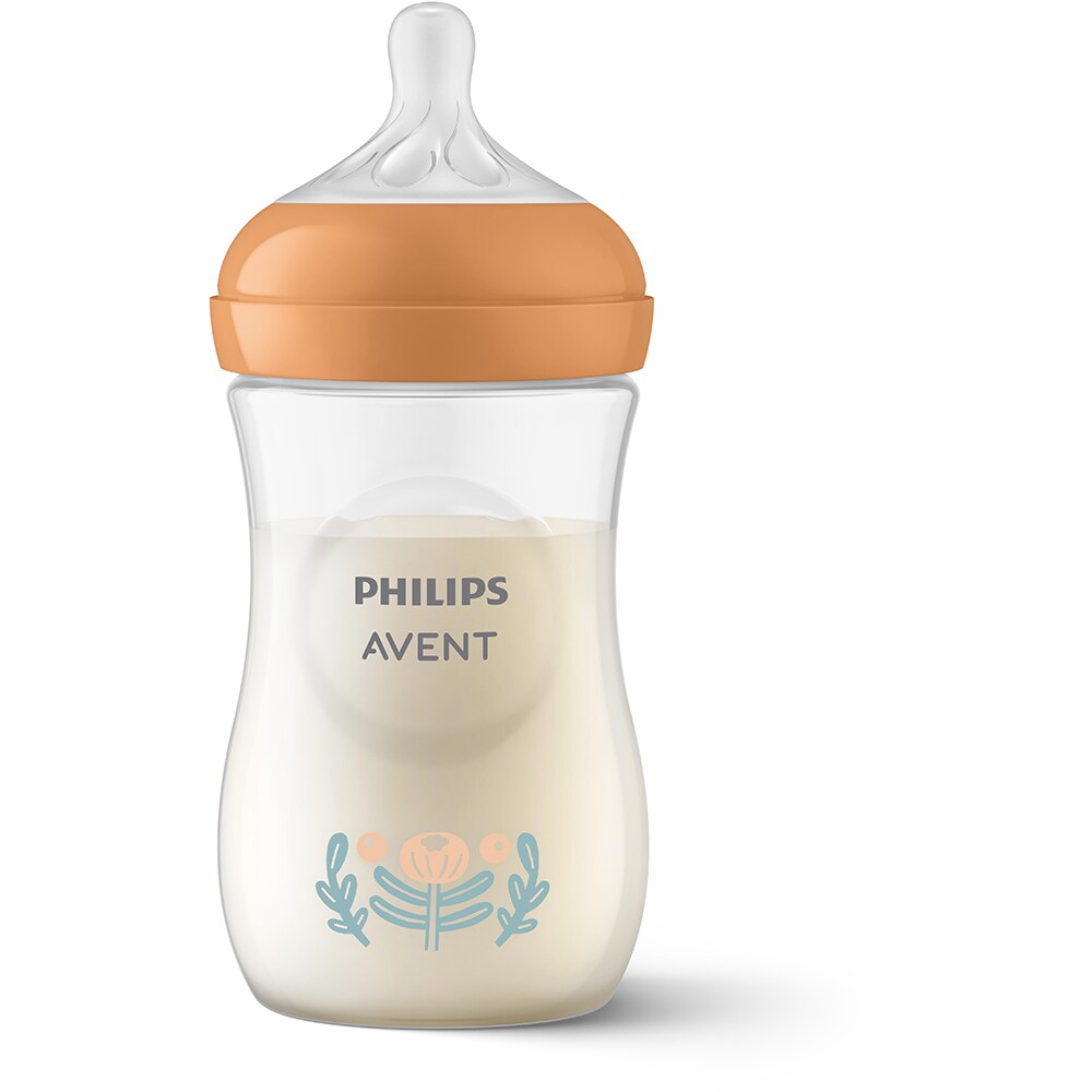 Biberon anticolici PHILIPS AVENT Natural Response SCY903/74, flux mediu, 3 luni+, 260ml, portocaliu-transparent