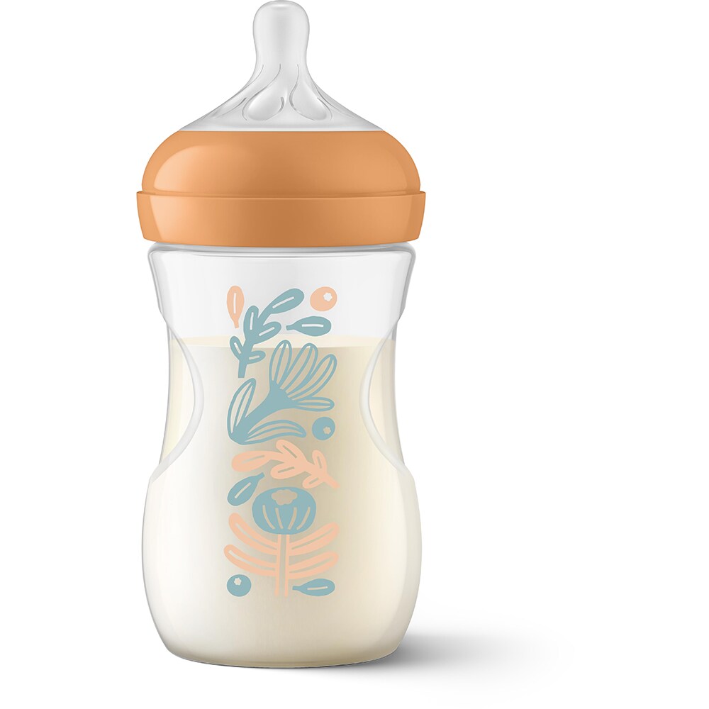 Biberon anticolici PHILIPS AVENT Natural Response SCY903/74, flux mediu, 3 luni+, 260ml, portocaliu-transparent