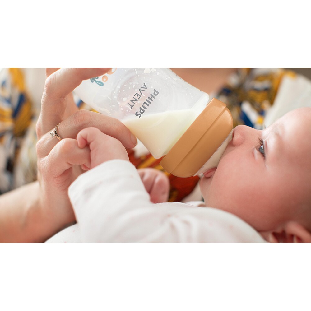 Biberon anticolici PHILIPS AVENT Natural Response SCY903/74, flux mediu, 3 luni+, 260ml, portocaliu-transparent
