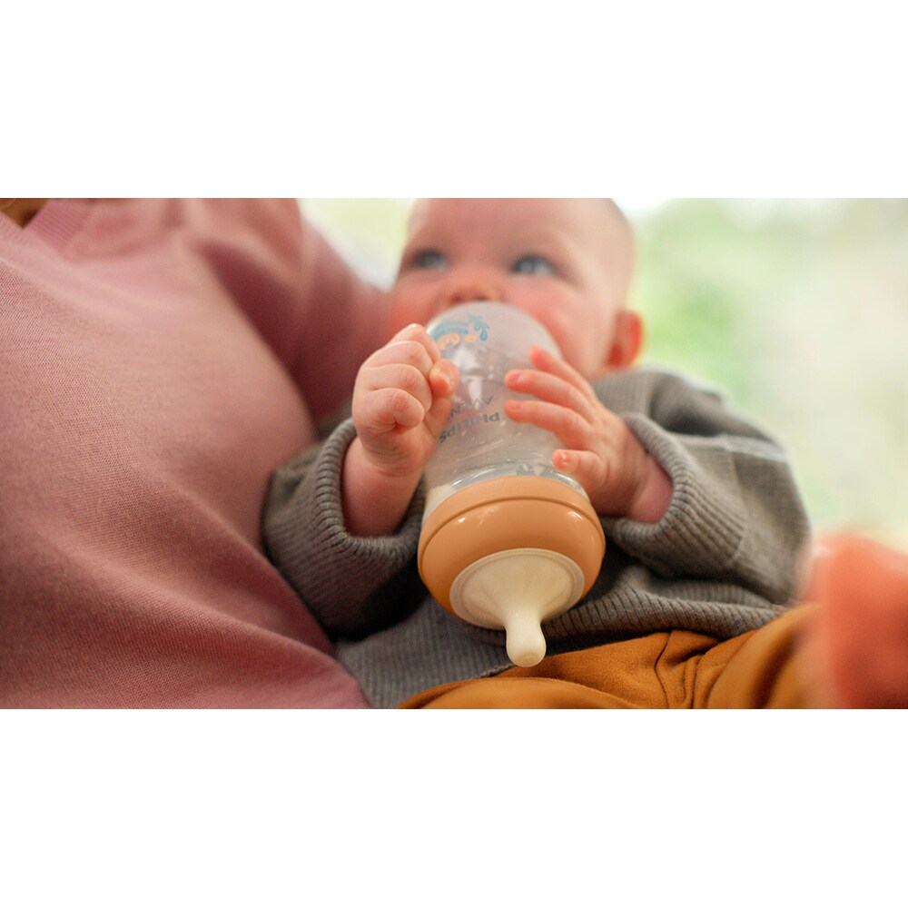 Biberon anticolici PHILIPS AVENT Natural Response SCY903/74, flux mediu, 3 luni+, 260ml, portocaliu-transparent