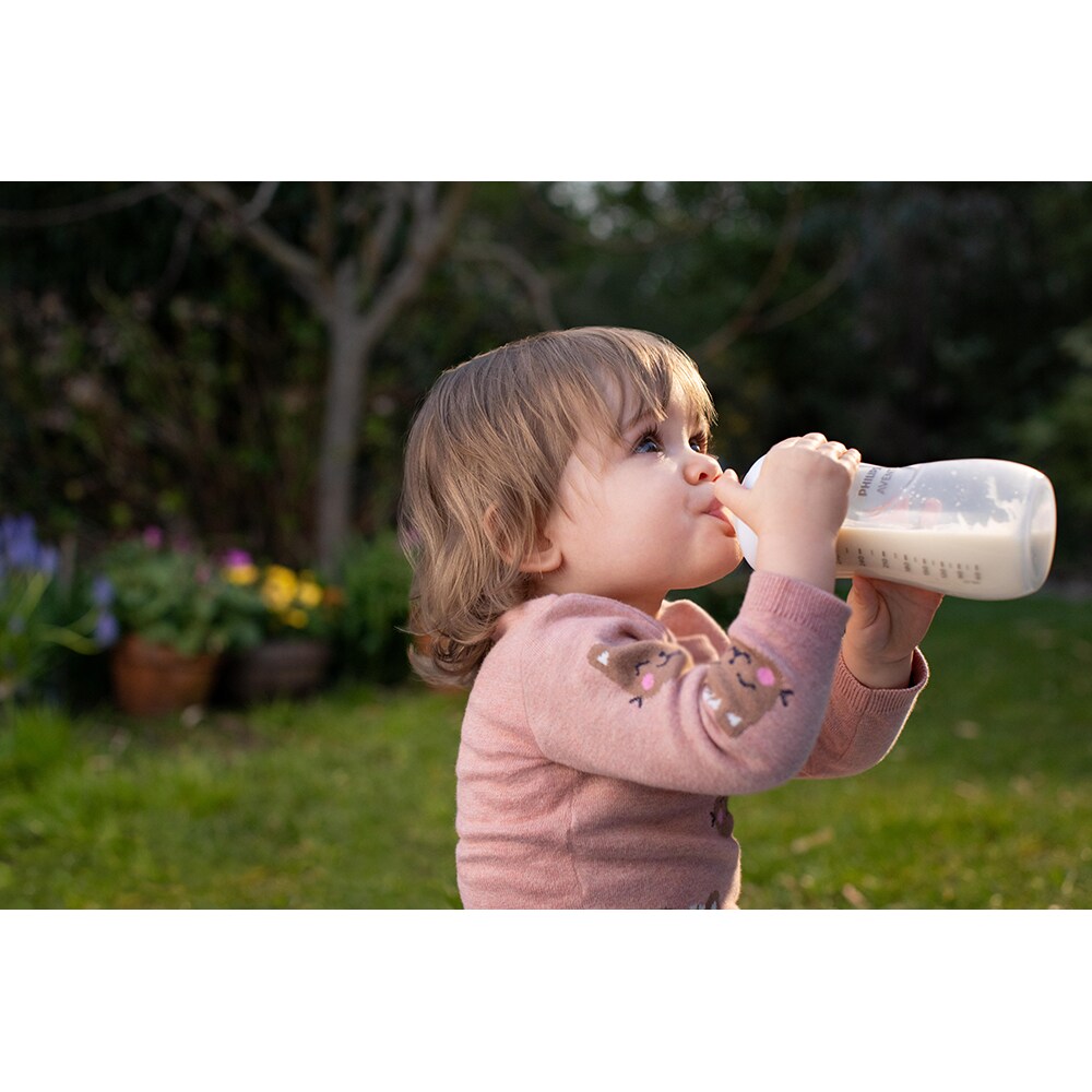 Set 3 biberoane PHILIPS AVENT Natural Response SCY906/03, flux rapid, 6 luni+, 330ml, alb-transparent