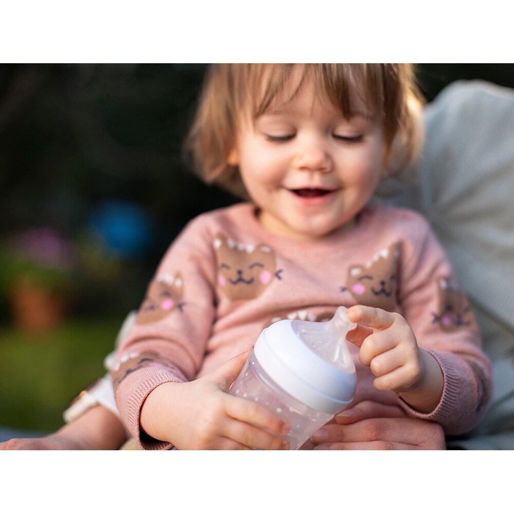 Set 3 biberoane PHILIPS AVENT Natural Response SCY906/03, flux rapid, 6 luni+, 330ml, alb-transparent