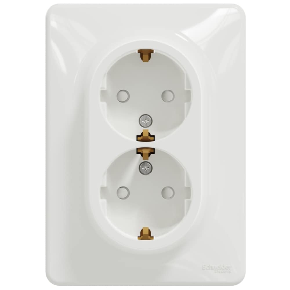 Priza dubla SCHNEIDER Sedna Design SDD311221, IP20, Obturatoare, alb
