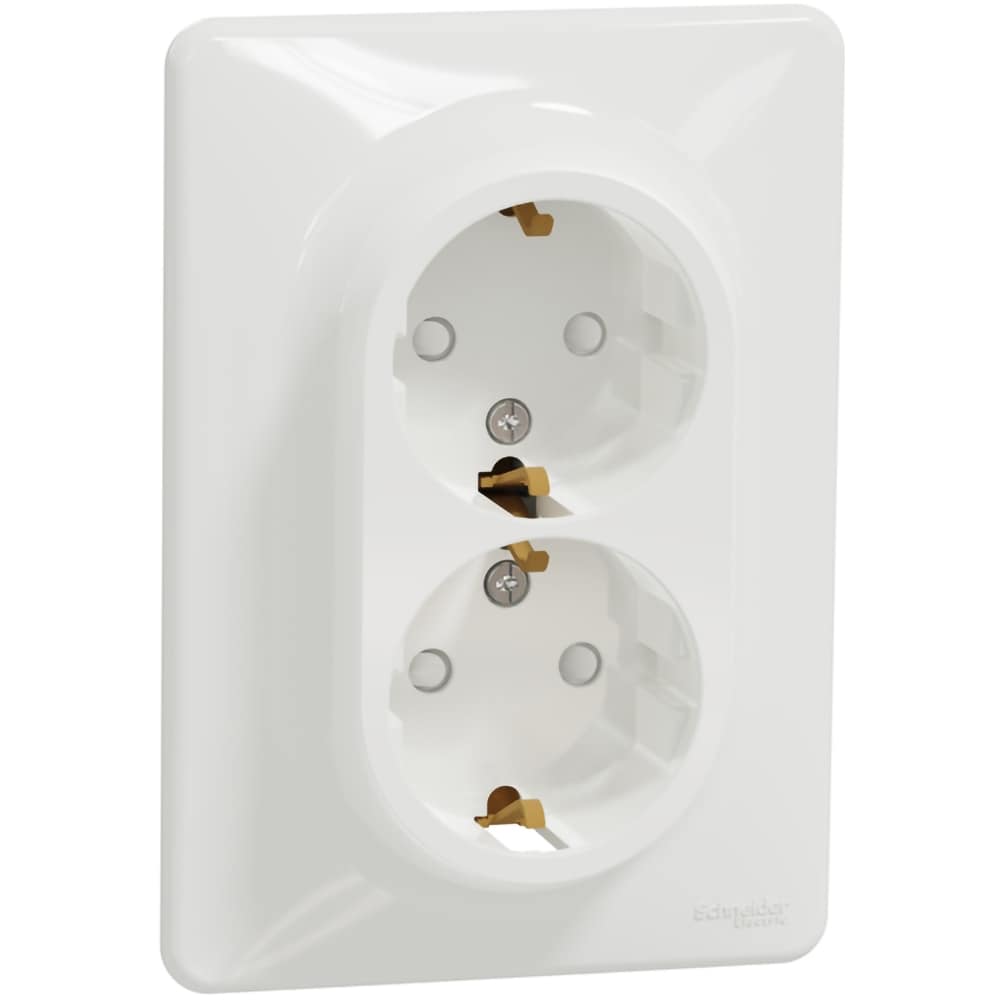 Priza dubla SCHNEIDER Sedna Design SDD311221, IP20, Obturatoare, alb