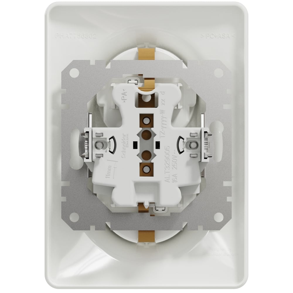 Priza dubla SCHNEIDER Sedna Design SDD311221, IP20, Obturatoare, alb