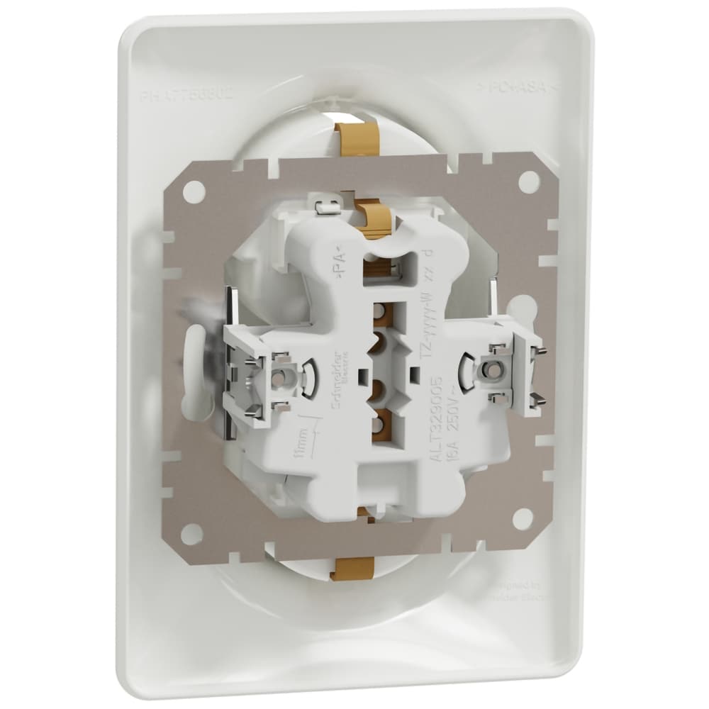 Priza dubla SCHNEIDER Sedna Design SDD311221, IP20, Obturatoare, alb