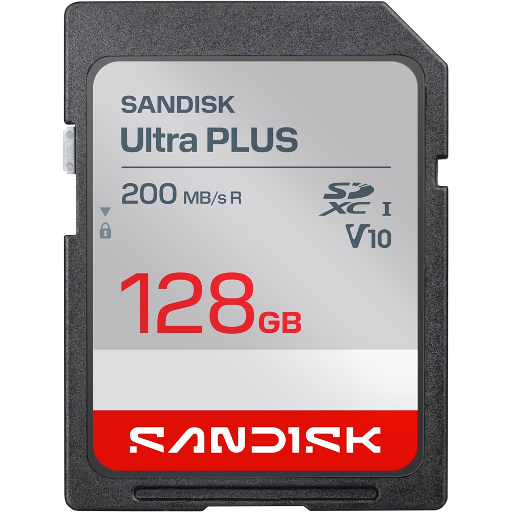 Card de memorie SANDISK SD Ultra Plus, SDXC, 128GB, 80MB/s, clasa 10