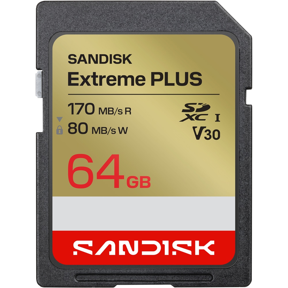 Card de memorie SANDISK Extreme Plus SD, SDXC, 64GB, 80MB/s, clasa 10
