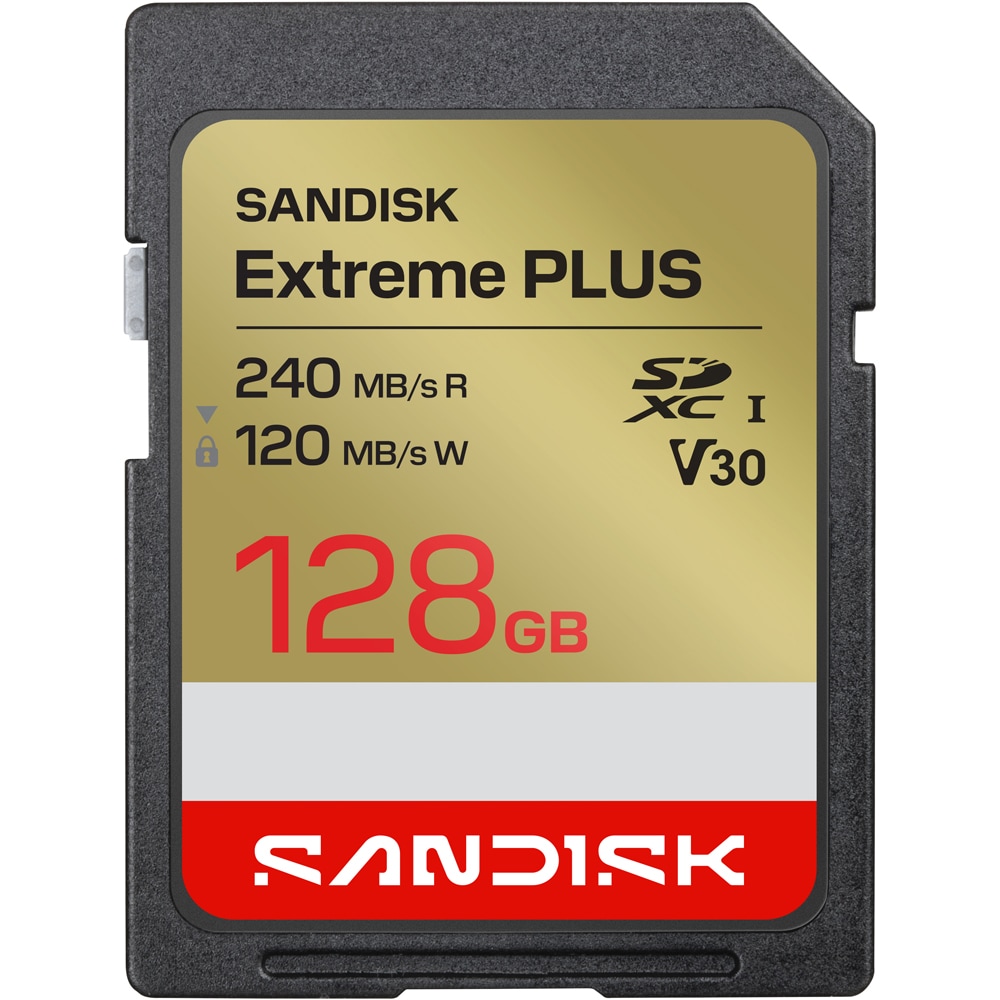 Card de memorie SANDISK Extreme Plus SD, SDXC, 128GB, 120MB/s, clasa 10