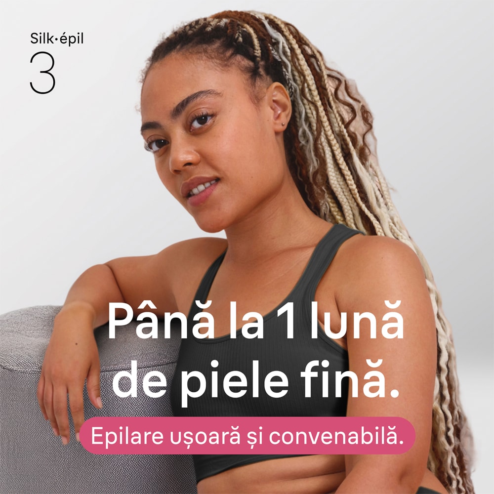 Epilator BRAUN Silk-epil 3 3033, 20 pensete, 2 viteze, alb-roz
