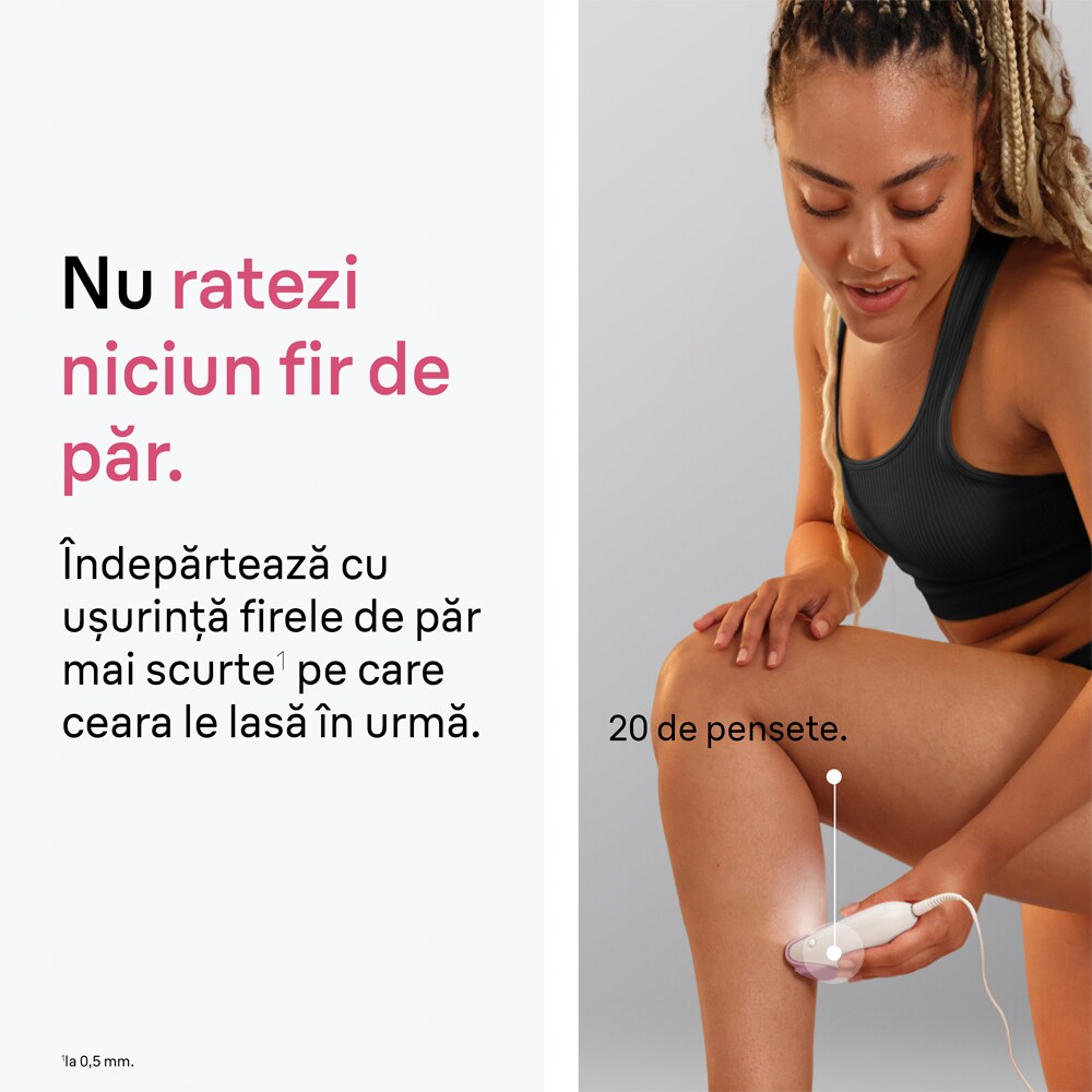 Epilator BRAUN Silk-epil 3 3033, 20 pensete, 2 viteze, alb-roz
