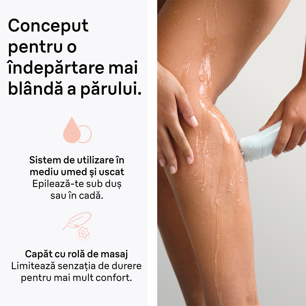 Epilator BRAUN Silk-epil 5 SE5-041, 28 pensete, 2 viteze, 4 accesorii, Wet&Dry, acumulator, alb