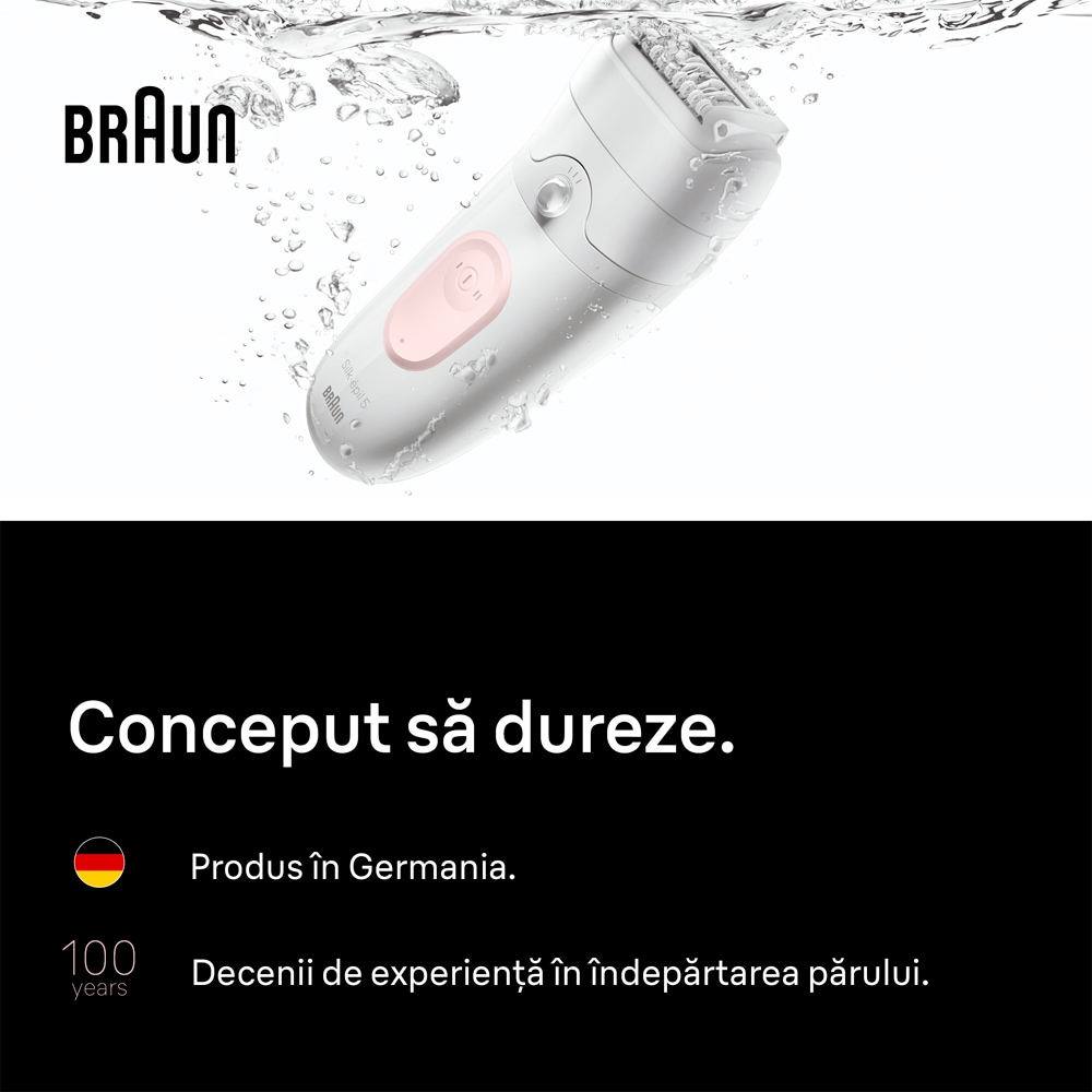 Epilator BRAUN Silk-epil 5 SE5-041, 28 pensete, 2 viteze, 4 accesorii, Wet&Dry, acumulator, alb