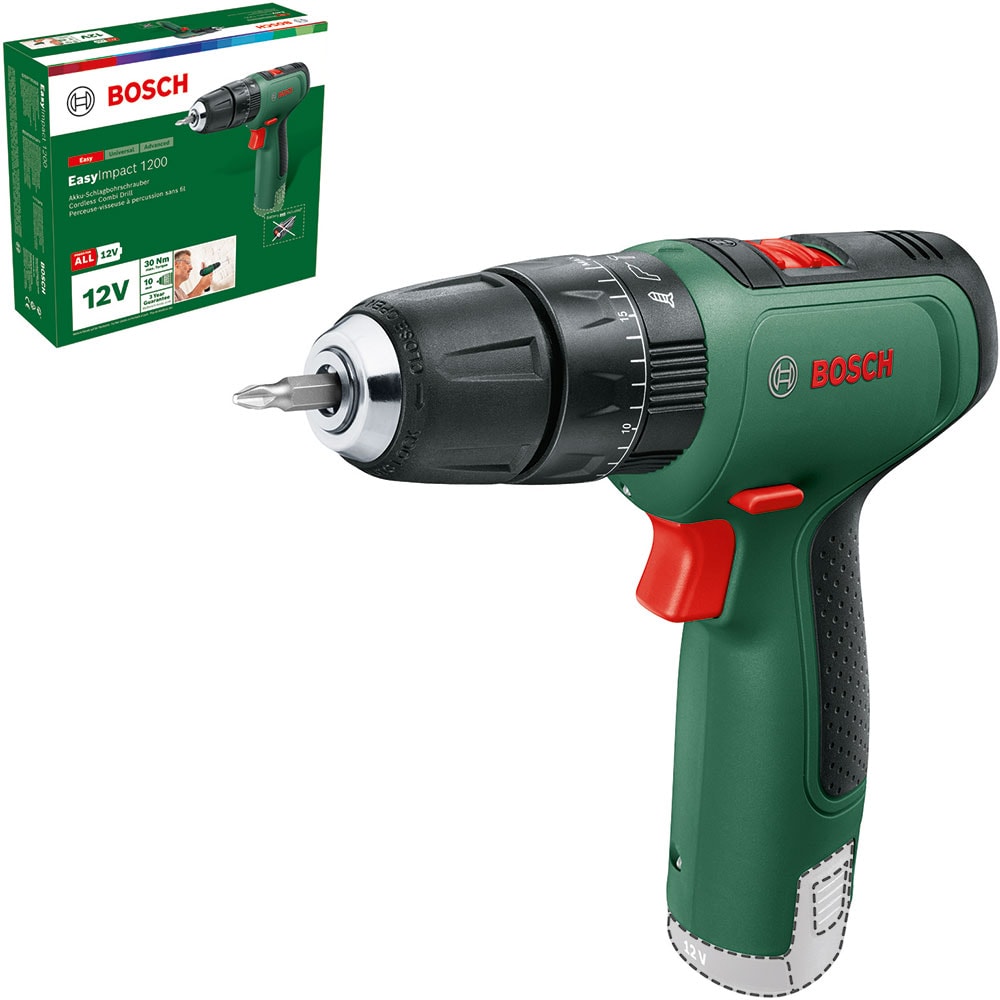 Masina de gaurit si insurubat (bormasina) BOSCH Easyimpact 1200, mandrina Rapida, 1.5 Ah, verde