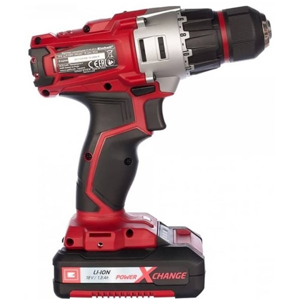 Masina de gaurit si insurubat EINHELL TE-CD 18/2 Li-Kit, 18 V, 2,5 Ah, 33 x 10 x 33 cm, 2 trepte de viteza, valiza transport, 2 acumulatori