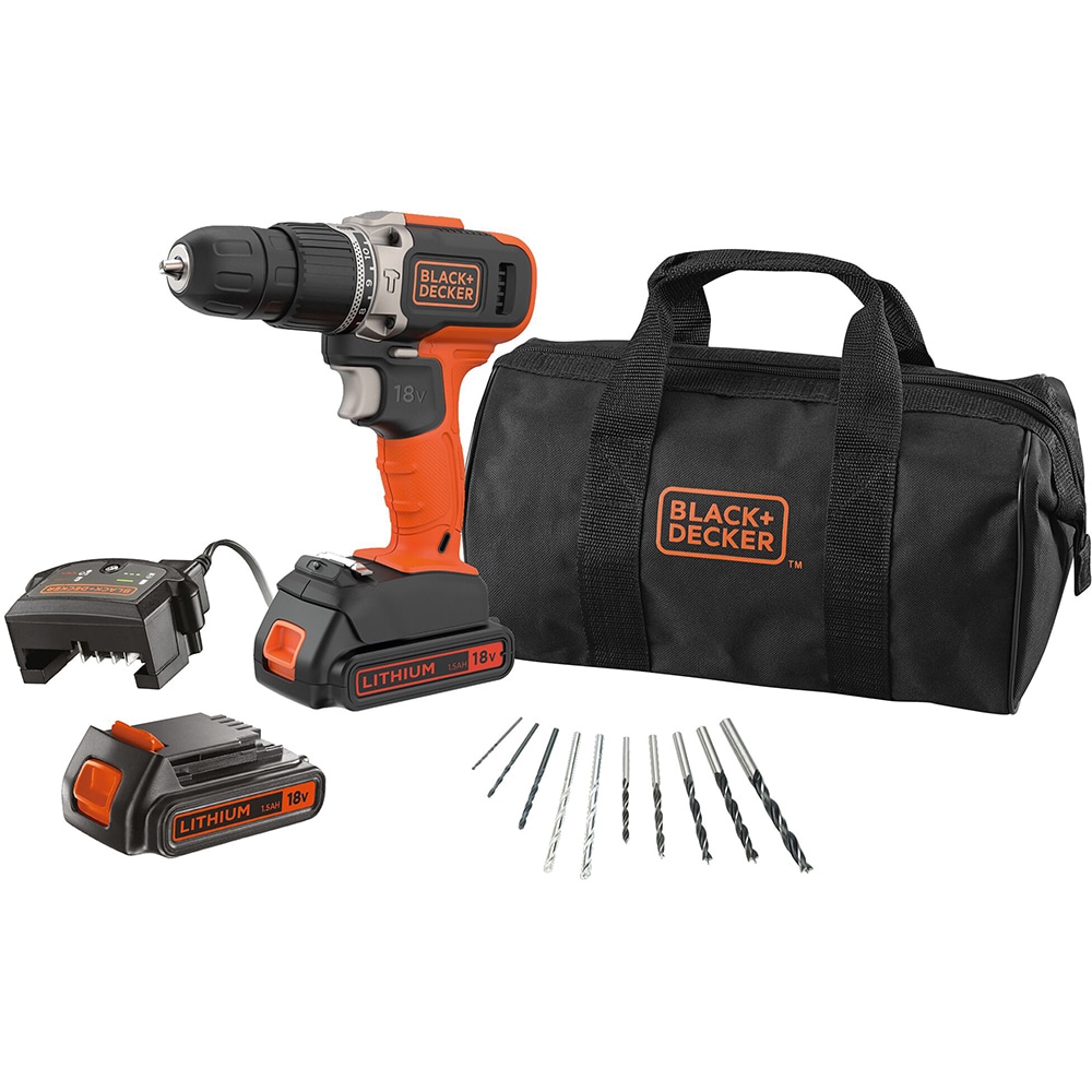 Masina de gaurit si insurubat (bormasina) BLACK & DECKER BCD003BA10S-QW, 18V, 1.5Ah, 1400rpm, 45Nm, mandrina rapida, 10 accesorii