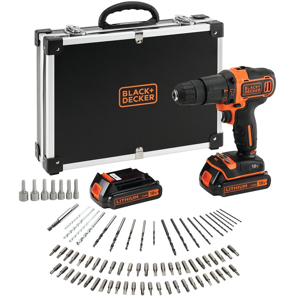 Masina de gaurit si insurubat (bormasina) BLACK & DECKER BDCHD18BAFC-QW, 18V, 1.5Ah, 1400rpm, 40Nm, mandrina rapida, 80 accesorii