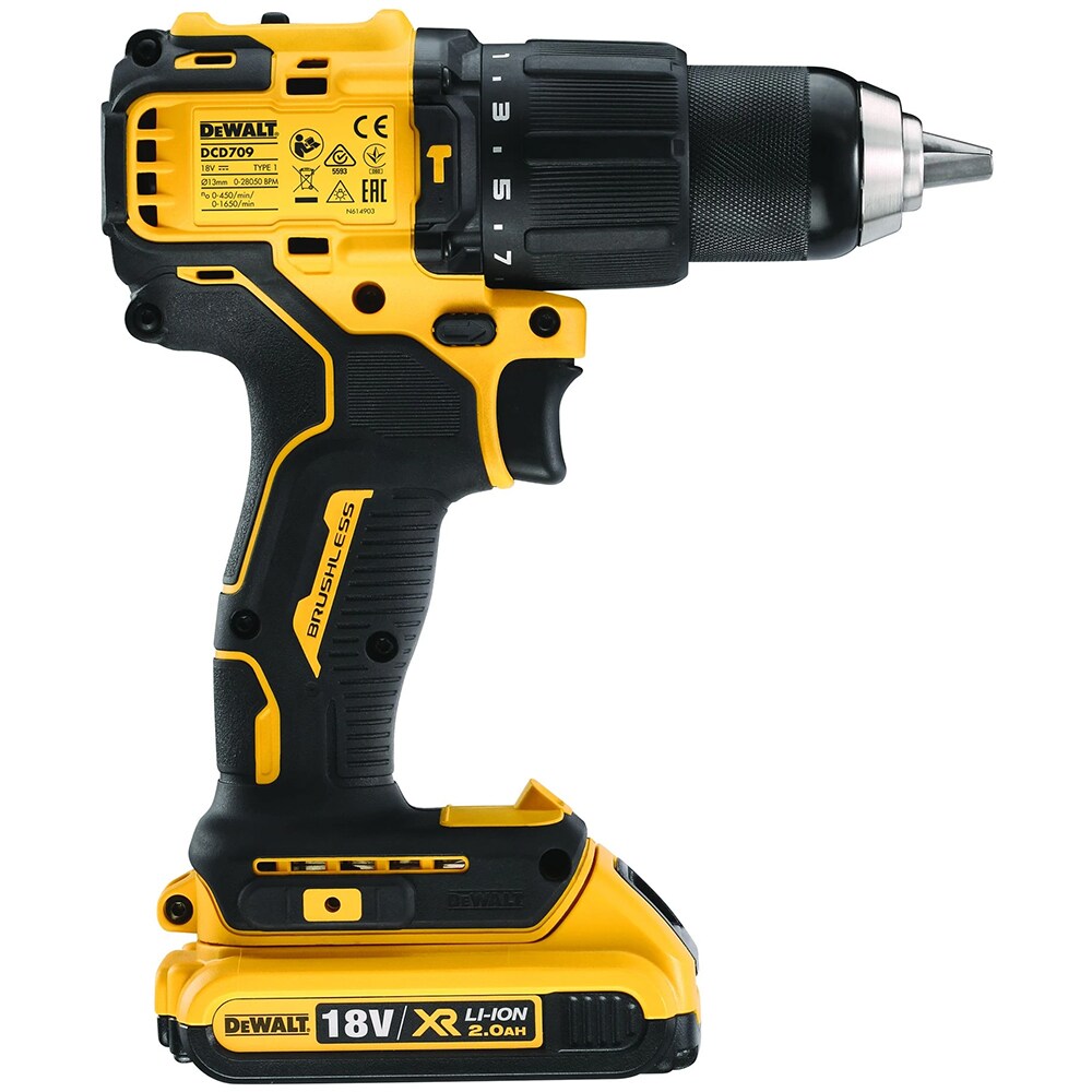 Masina de gaurit cu percutie DEWALT DCD709D2T, 1650RPM, mandrina rapida 13mm