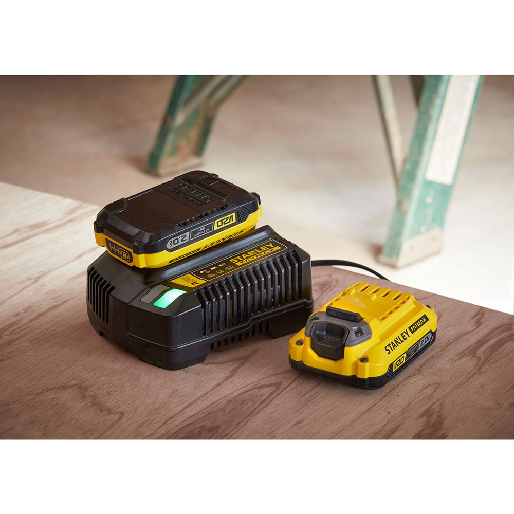 Set incarcator si acumulator pentru scule electrice STANLEY FatMax V20, 18V, 2 x 2.0Ah, Li-Ion