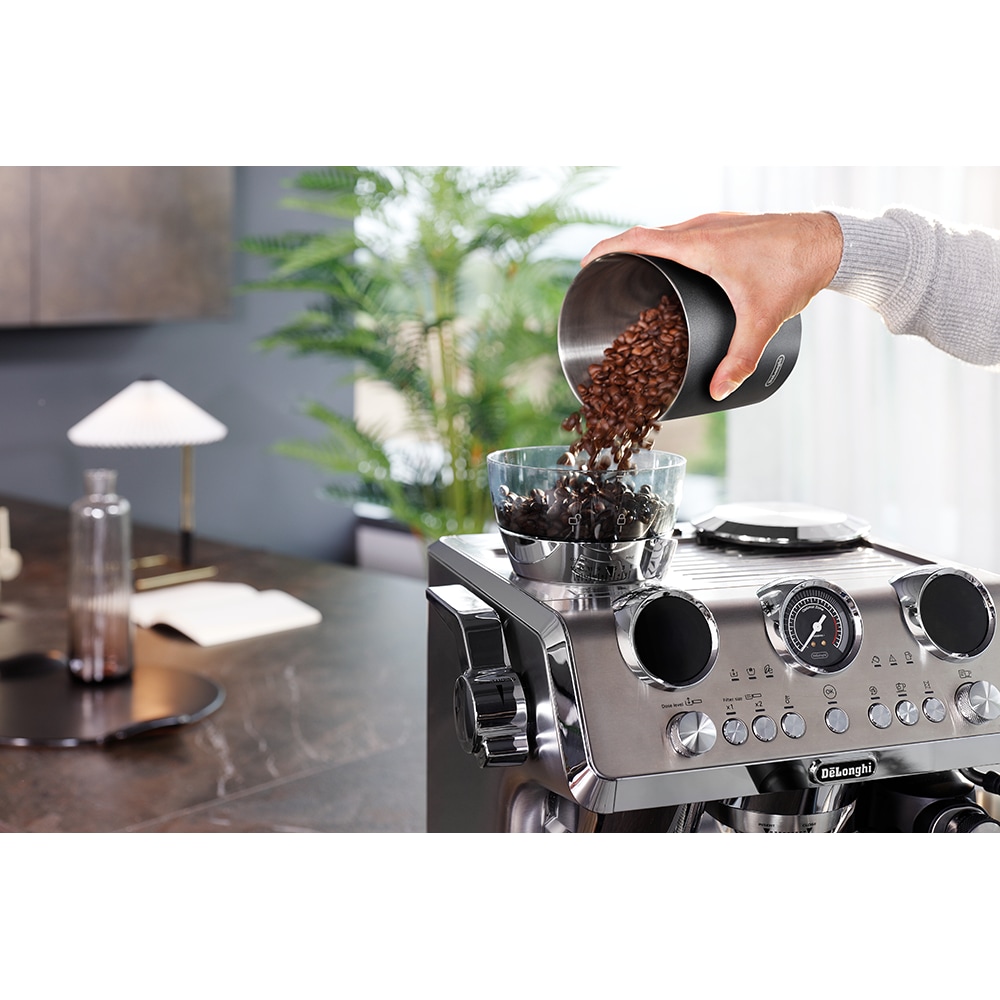 Espressor manual DELONGHI La Specialista Maestro EC9885.M, 2.5l, 1600W, 19 bar, Tehnologia Cold Extraction, argintiu