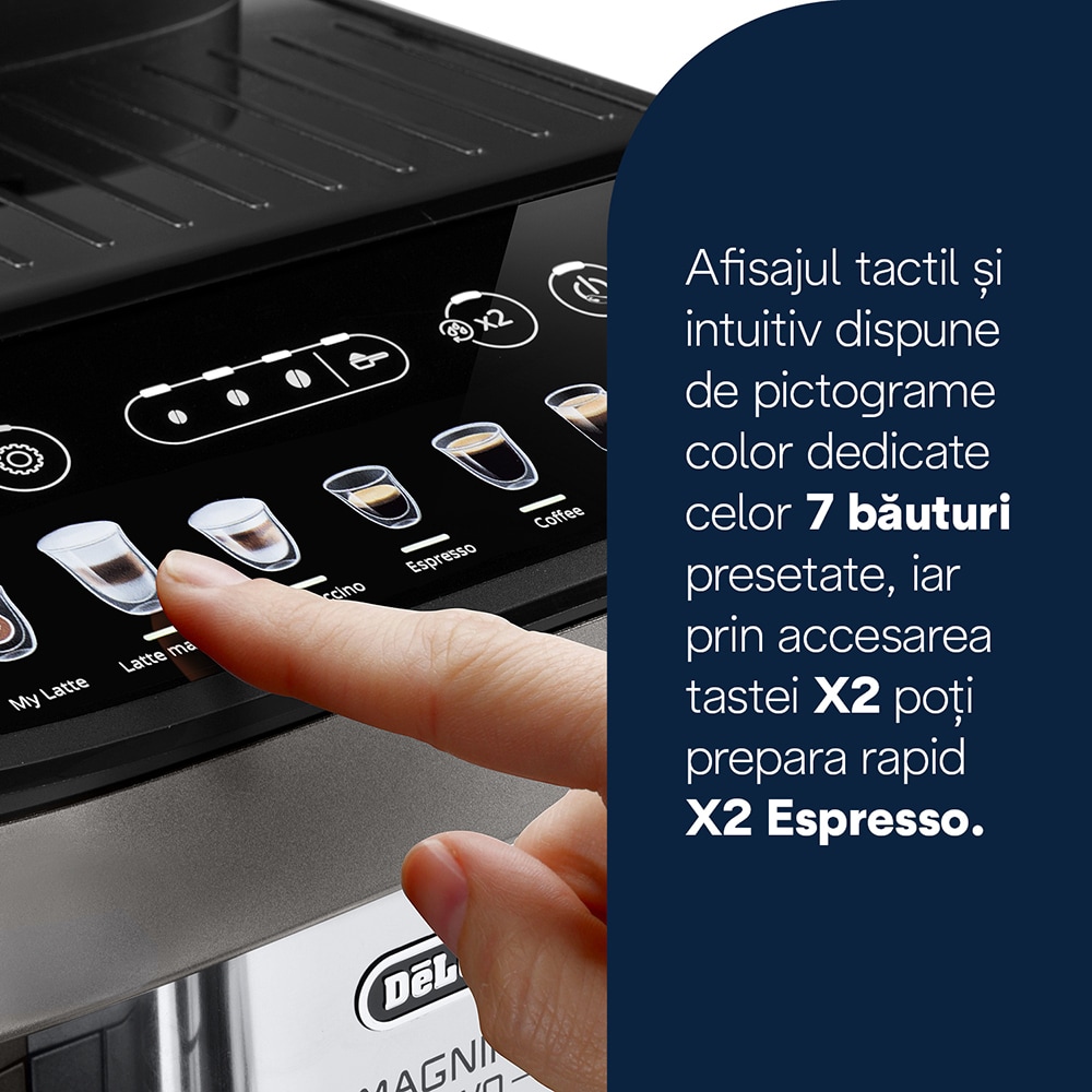 Espressor automat DELONGHI Magnifica Evo ECAM290.81.TB, 1.8l, 1450W, 15 bar, argintiu inchis-negru