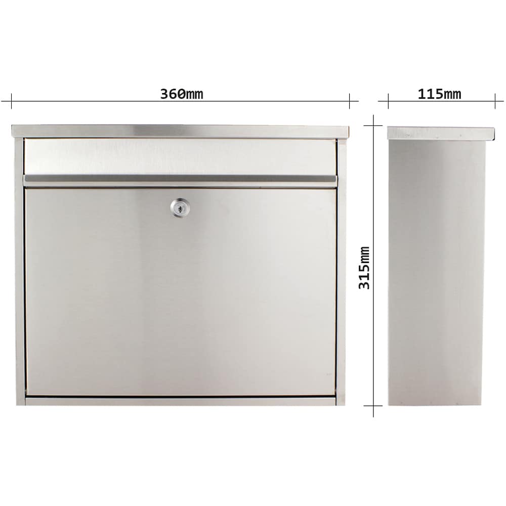 Cutie postala ROTTNER Hochhaus II, Inchidere cheie, 115 x 360 x 315 mm, inox