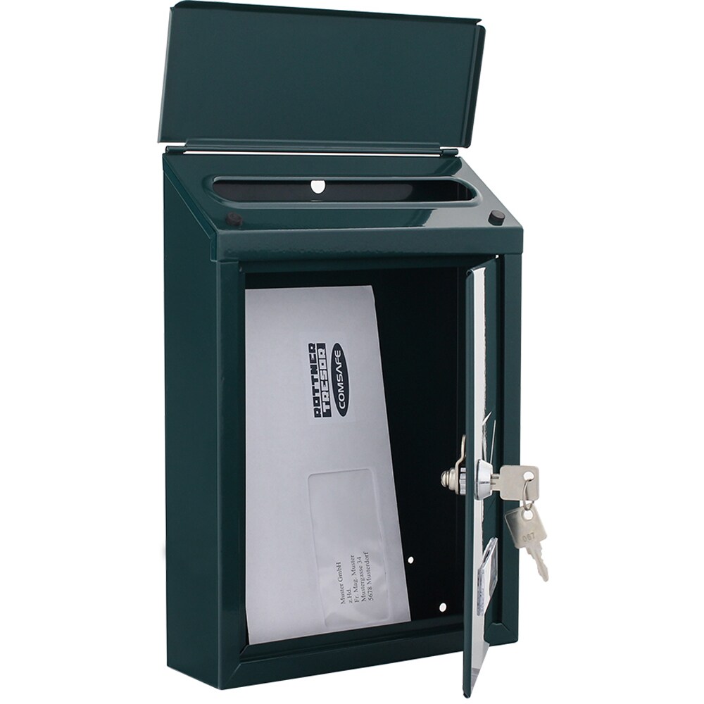 Cutie postala ROTTNER Udine, Inchidere cheie, 70 x 215 x 300 mm, verde