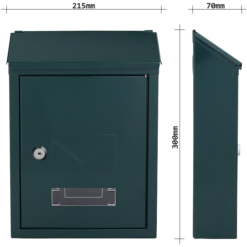 Cutie postala ROTTNER Udine, Inchidere cheie, 70 x 215 x 300 mm, verde