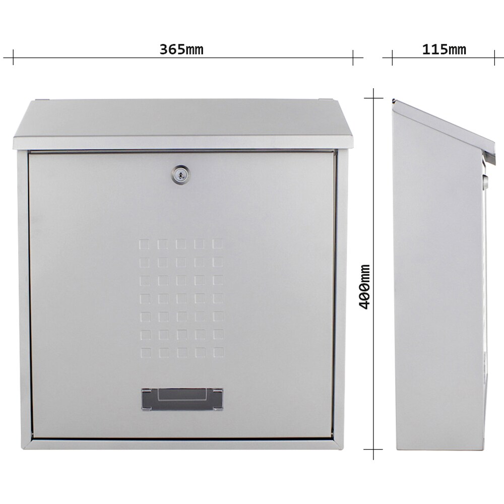 Cutie postala ROTTNER Bolzano, Inchidere cheie, 115 x 365 x 400 mm, argintiu