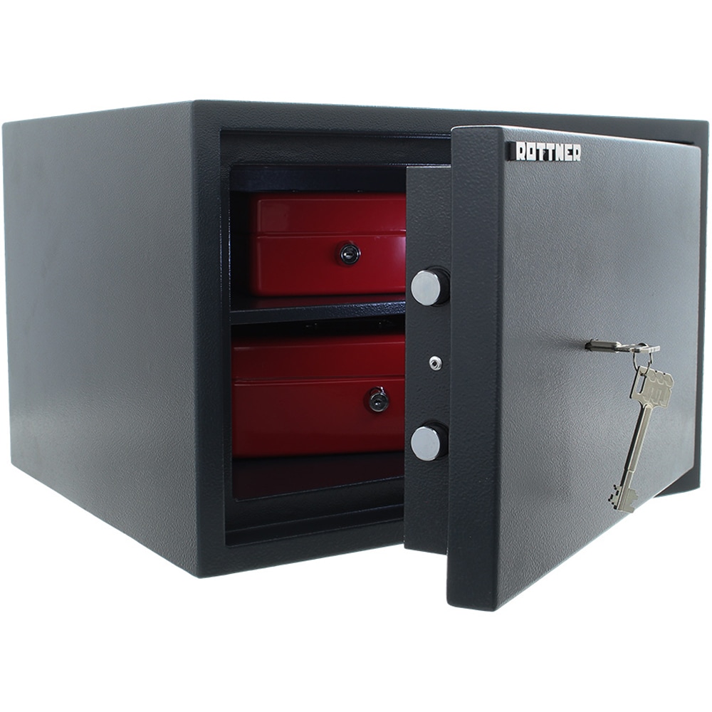 Seif certificat antiefractie ROTTNER PS 300 DB, Inchidere cheie, 400 x 445 x 300 mm, antracit